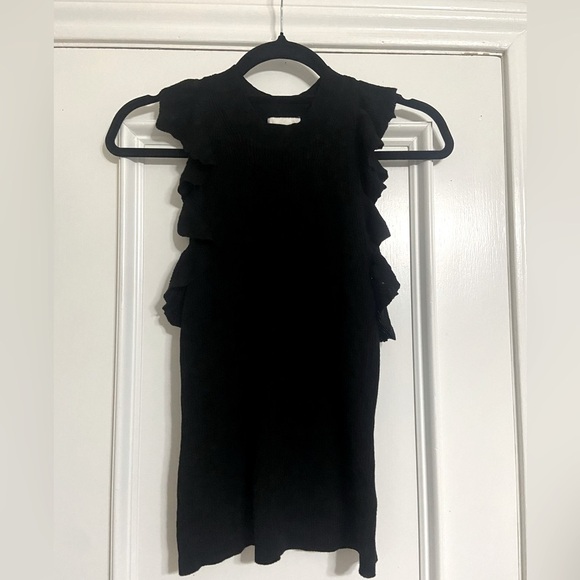 H&M Sweaters - H&M women's small racer back ribbed knit sweater with ruffle details black EUC